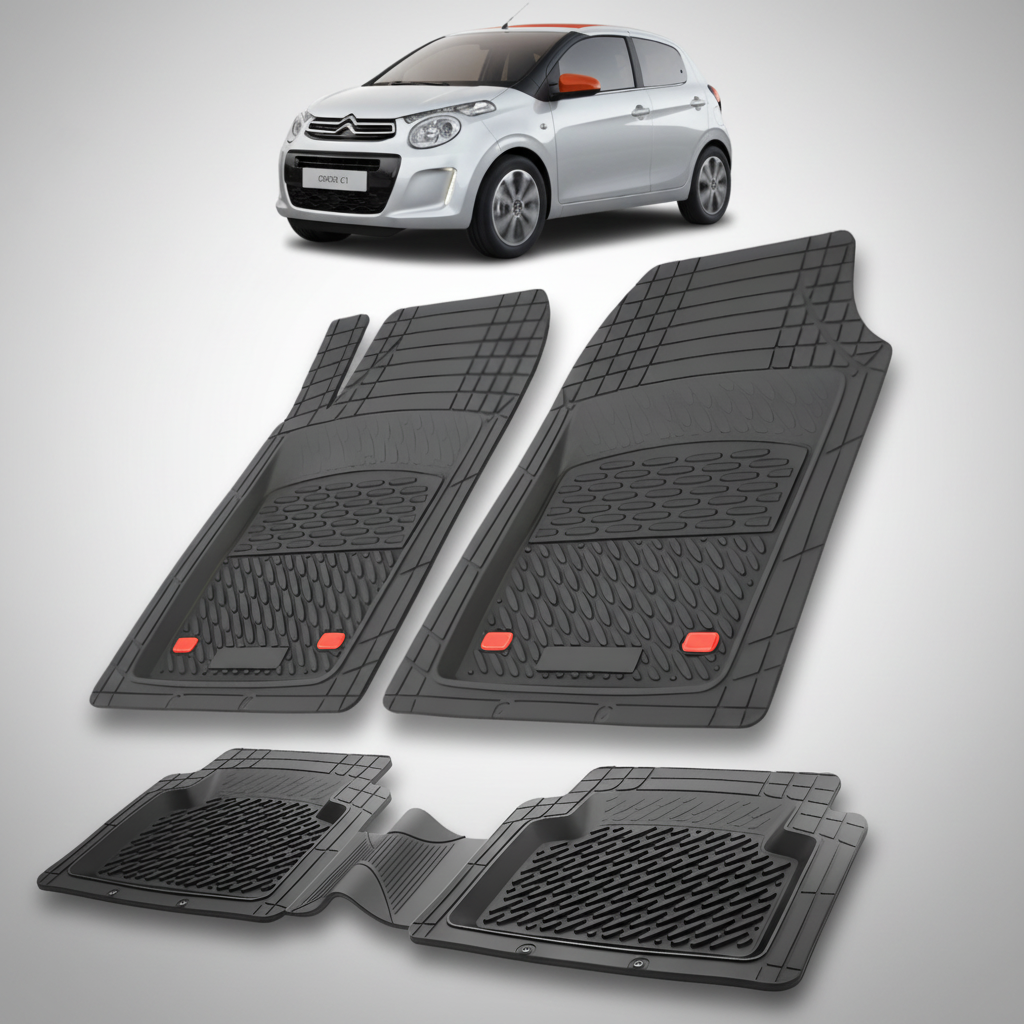 Covorase Auto TeamCar® Tip Tavita Compatibile Citroen C1 II (2014-2022) Negru