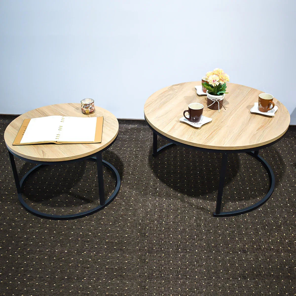Set 2 masute de cafea, stil modern, Naimeed N-221, Mesteacan