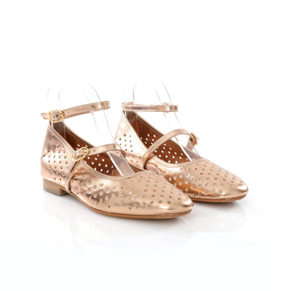 Ballerina Mary Jane Champagne | Perforated Detail