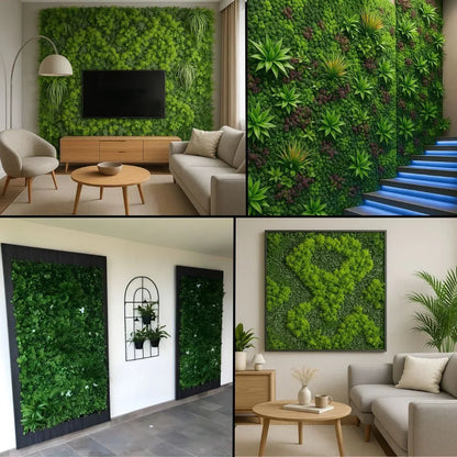 Panou din plante artificiale,cu frunze, Naimeed D7438, Multicolor, 100x100 cm