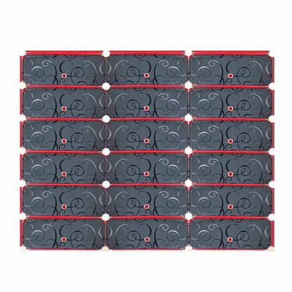 PANTOFAR 18 COMPARTIMENTE, Naimeed P18R, 135x35x108cm, Rosu/Negru