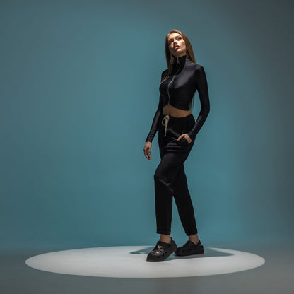 Pantaloni din in cu tur lasat boyfriend CarolinaD X Asimetrix Unisex