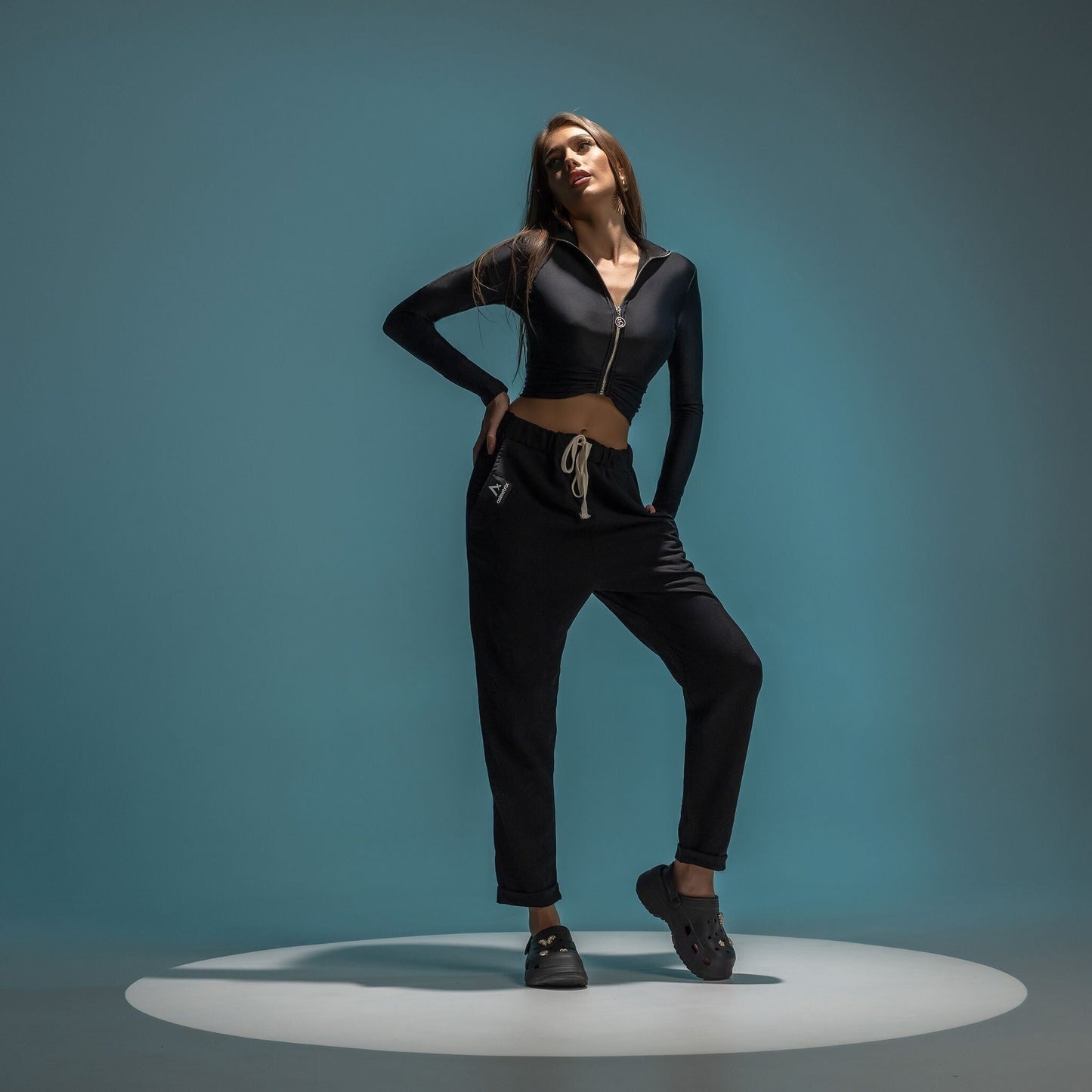 Pantaloni din in cu tur lasat boyfriend CarolinaD X Asimetrix Unisex