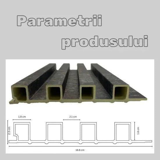 Panou decorativ riflaj WPC, montaj rapid, rezistenta ridicata, Naimeed D7534, 260x16.8x2.3cm, alb