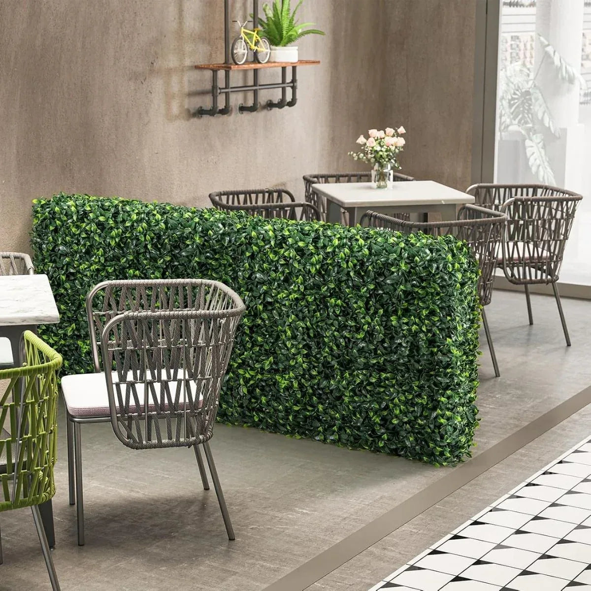 Gard din plante artificiale/ imitatie gard viu, cu structura din metal, Naimeed D7458, dimensiuni 158x56x33cm