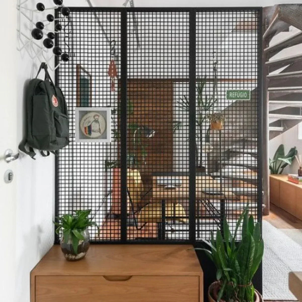 Paravan metalic cu roți pivotante 360°, Naimeed D7462, ideal pentru organizare și expoziții, Dimensiuni 100x229cm, Negru