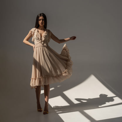 Rochie crem din voal Aria