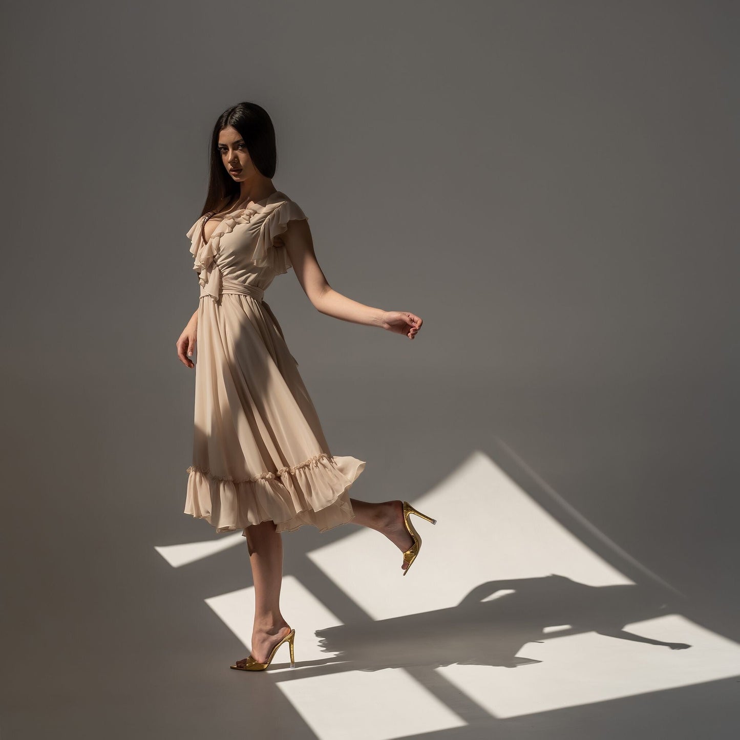 Rochie crem din voal Aria