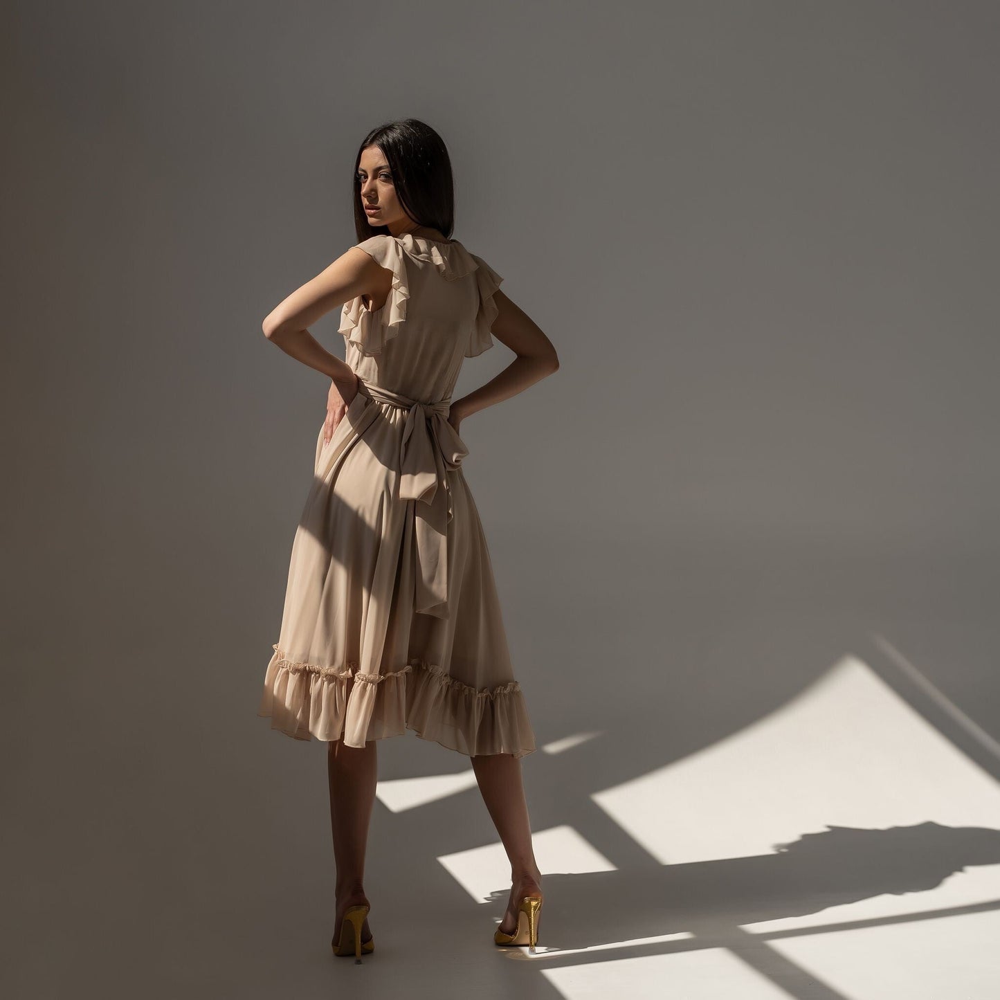 Rochie crem din voal Aria