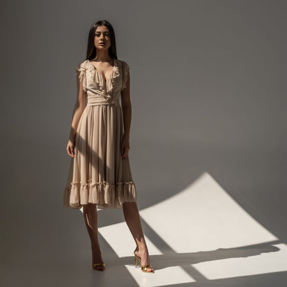 Rochie crem din voal Aria