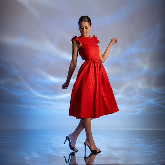 Rochie rosie cu inima decupata pe spate New Romance