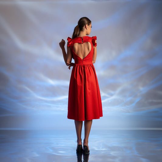 Rochie rosie cu inima decupata pe spate New Romance