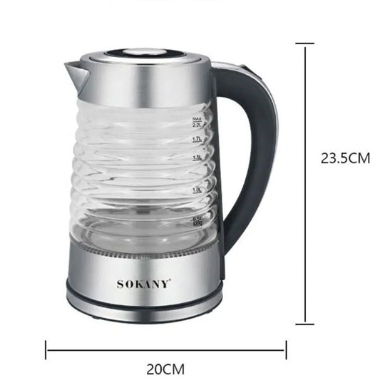 Fierbator apa, Sokany SK-1027, 2000W, capacitate 2.2L, control temperatura, indicator luminos, Argintiu
