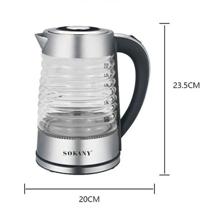 Fierbator apa, Sokany SK-1027, 2000W, capacitate 2.2L, control temperatura, indicator luminos,  Argintiu