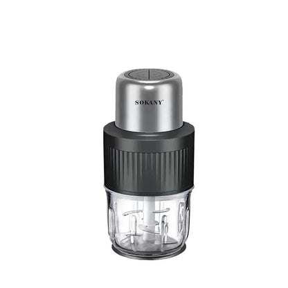 Tocator electric 2 in 1, Sokany SK-YM-7032, 4 lame din otel inoxidabil de inalta calitate, motor puternic 800 W, 3L, recipient din Sticla, Negru
