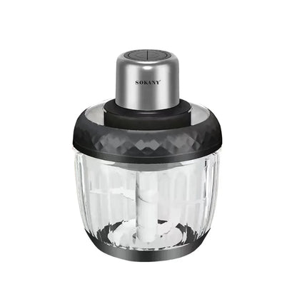 Tocator electric 2 in 1, Sokany SK-YM-7032, 4 lame din otel inoxidabil de inalta calitate, motor puternic 800 W, 3L, recipient din Sticla, Negru