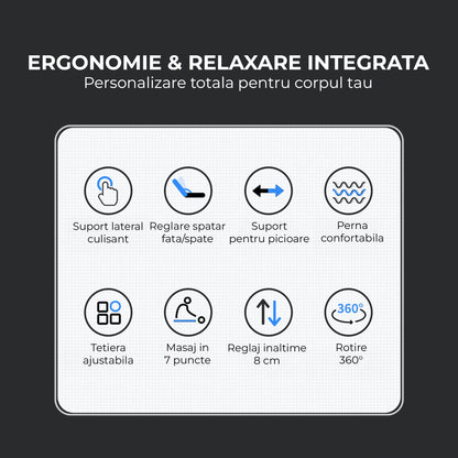 Scaun de Birou cu Masaj Timebox, 125°, Reglabil pe Inaltime, Negru