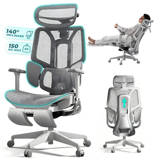 Scaun Ergonomic Timebox, Mesh Tetiera 4D Brate 4D Suport Picioare, Gri