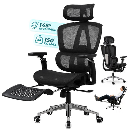 Scaun birou ergonomic Timebox, 360°, 9D armrest, 8D tetiera, Negru