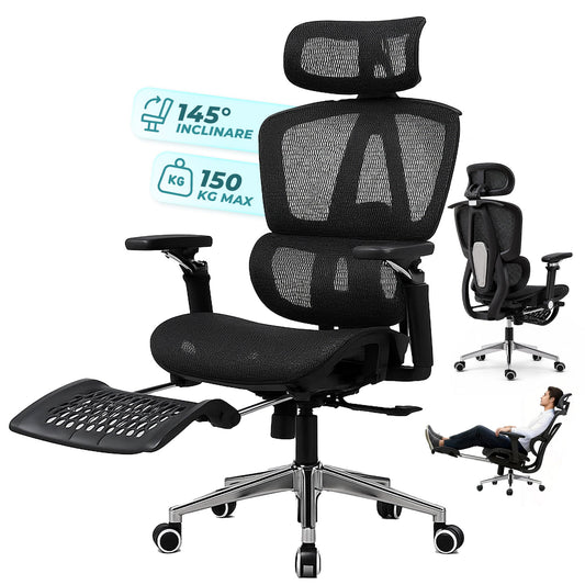 Scaun birou ergonomic Timebox, 360°, 9D armrest, 8D tetiera, Negru