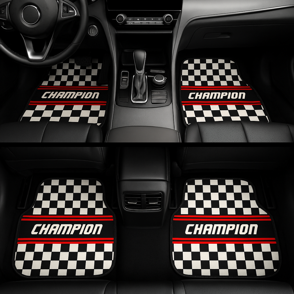 Covorașe Auto Universale „CHAMPION” – Design Racing Checkered