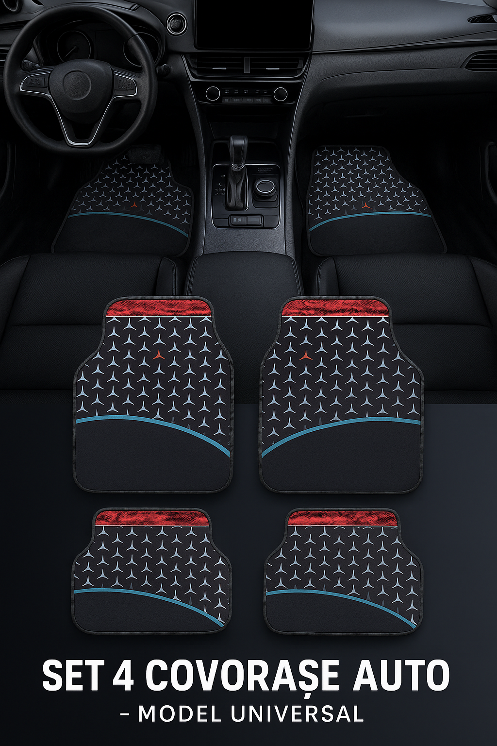 Covorașe Universale Mercedes-Benz – Design Abstract Stea 3 Colțuri