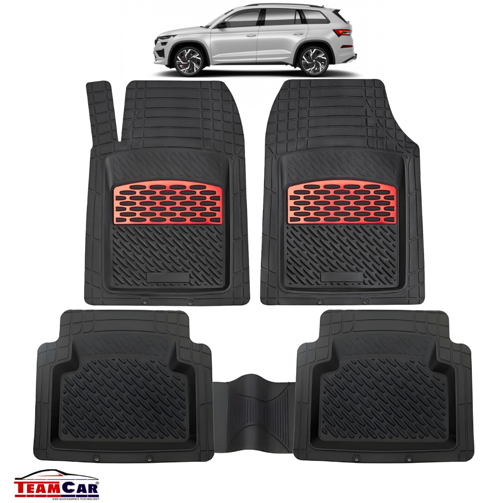 Skoda Kodiaq Covorase Auto TeamCar® Tip Tavita Compatibile (2016–2023) Red