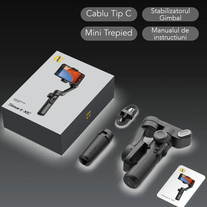 Gimbal Aochuan SMART XE, D6730, cu 3 axe, aplicatie dedicata, Content Creator Edition, Negru Mat