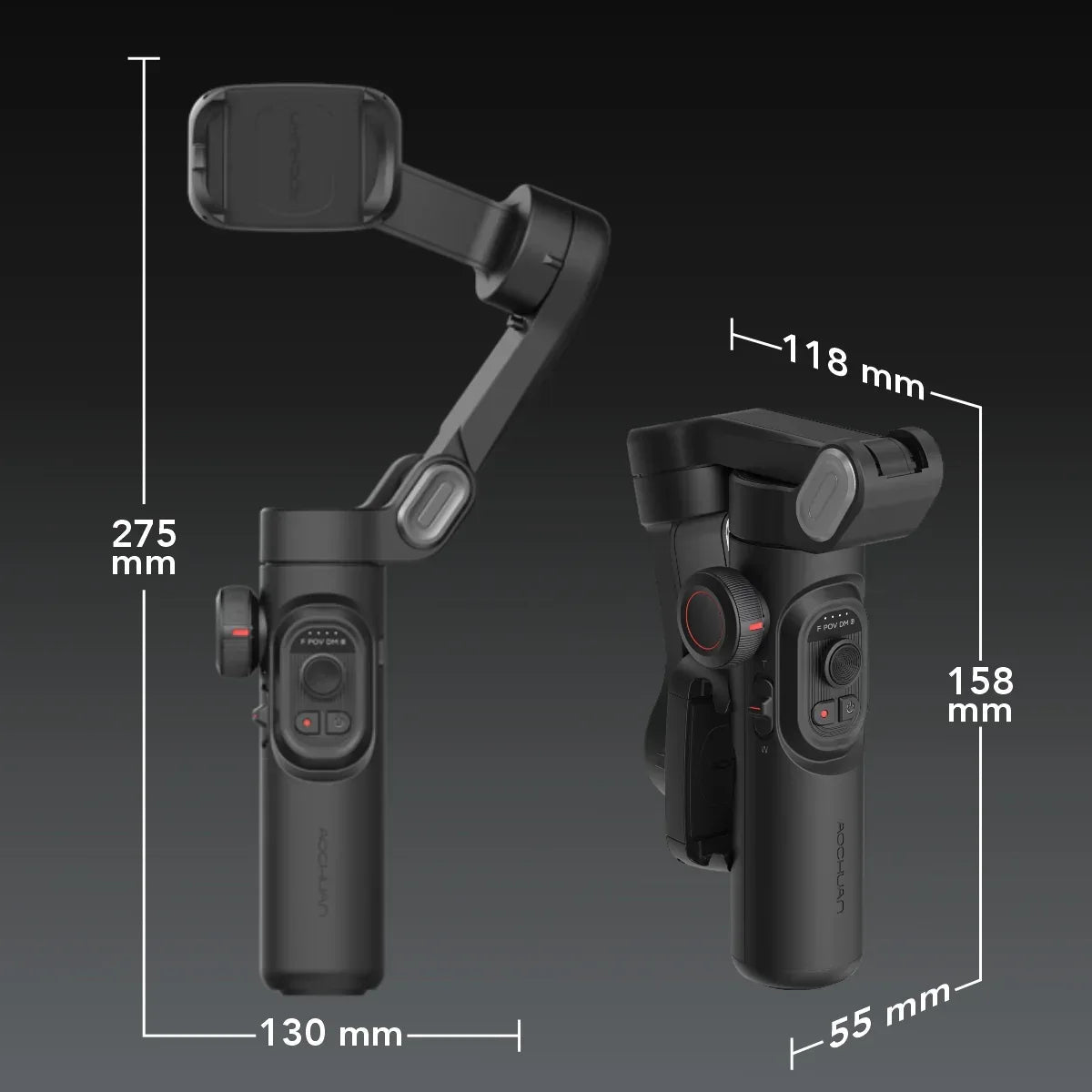 Gimbal Aochuan SMART XE, D6730, cu 3 axe, aplicatie dedicata, Content Creator Edition, Negru Mat