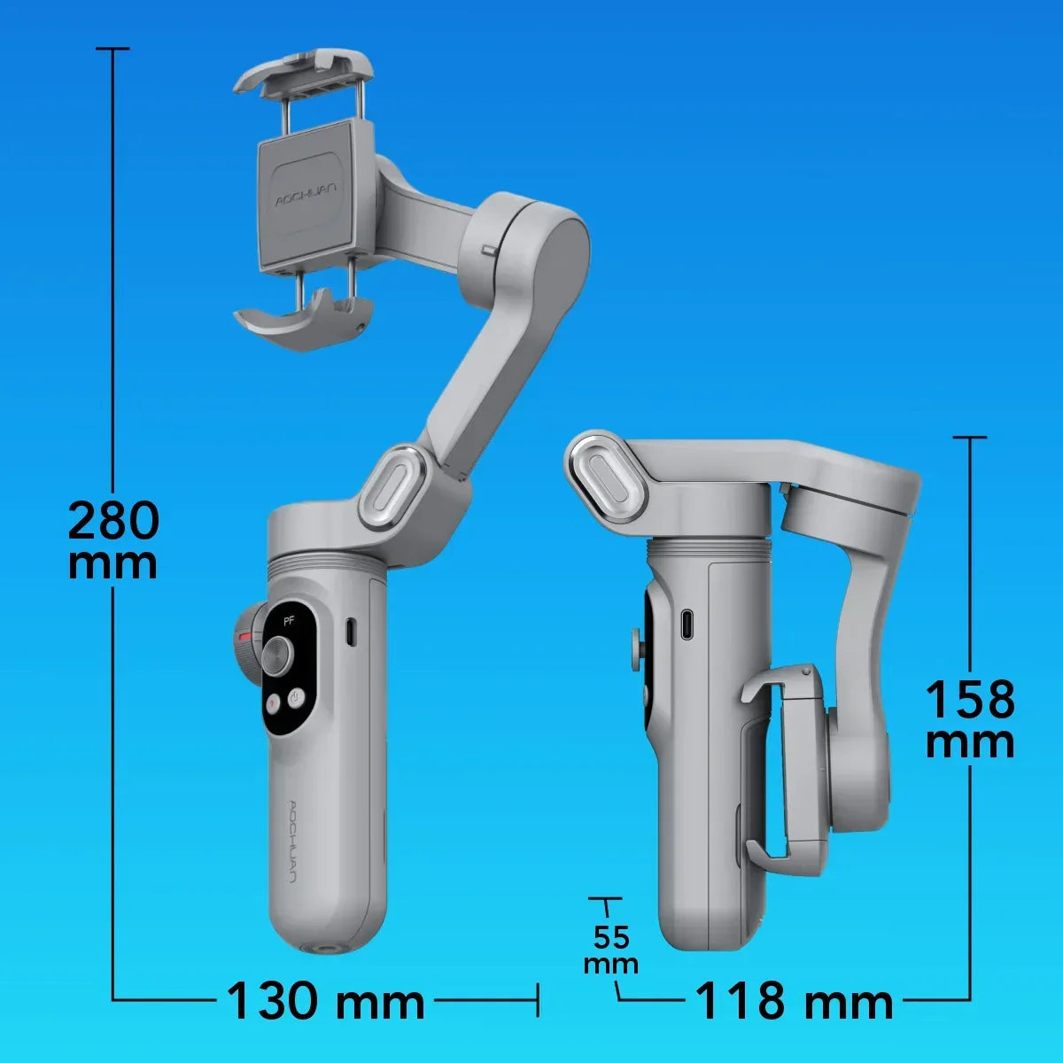 Gimbal Aochuan SMART X PRO-AI, D6732, cu 3 axe, baterie Inclusa, aplicatie dedicata, Content Creator Edition, Gri Mat