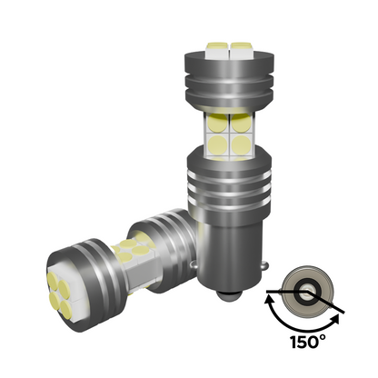 Set 2 x bec LED BA9S BAY9S BAX9S H6W LUSMAR™ Alb / Galben 900 lm Canbus - fara eroare - off-road