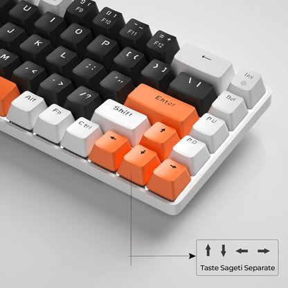 Tastatura Mecanica Gaming Timebox, Blue Switch, 60%, Lumini LED, Portocaliu