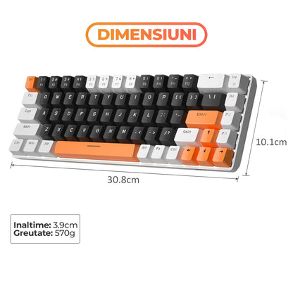 Tastatura Mecanica Gaming Timebox, Blue Switch, 60%, Lumini LED, Portocaliu