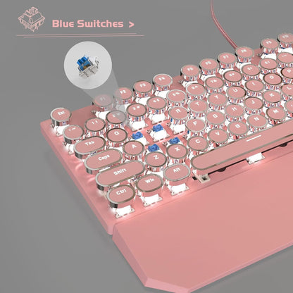 Tastatura Mecanica Gaming Timebox, Blue Switch, iluminare LED, Roz