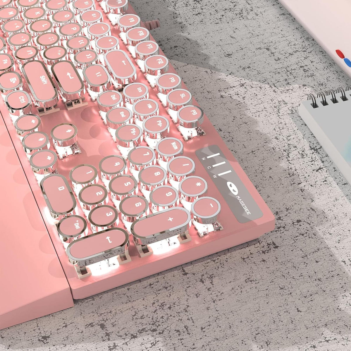 Tastatura Mecanica Gaming Timebox, Blue Switch, iluminare LED, Roz
