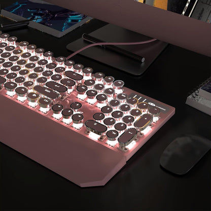 Tastatura Mecanica Gaming Timebox, Blue Switch, iluminare LED, Roz