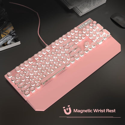 Tastatura Mecanica Gaming Timebox, Blue Switch, iluminare LED, Roz
