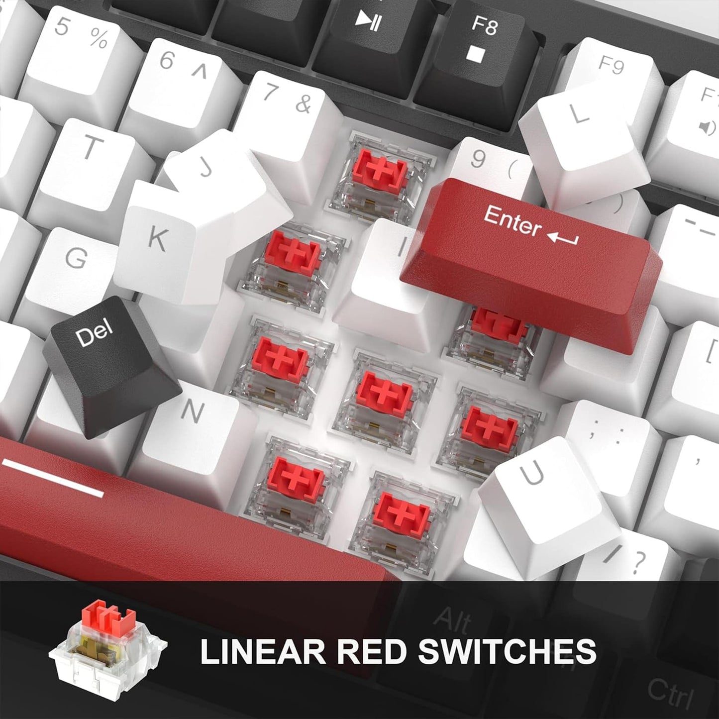 Tastatura Mecanica Gaming Timebox, Red Switch, 75%, Lumini LED, 83 taste, Negru