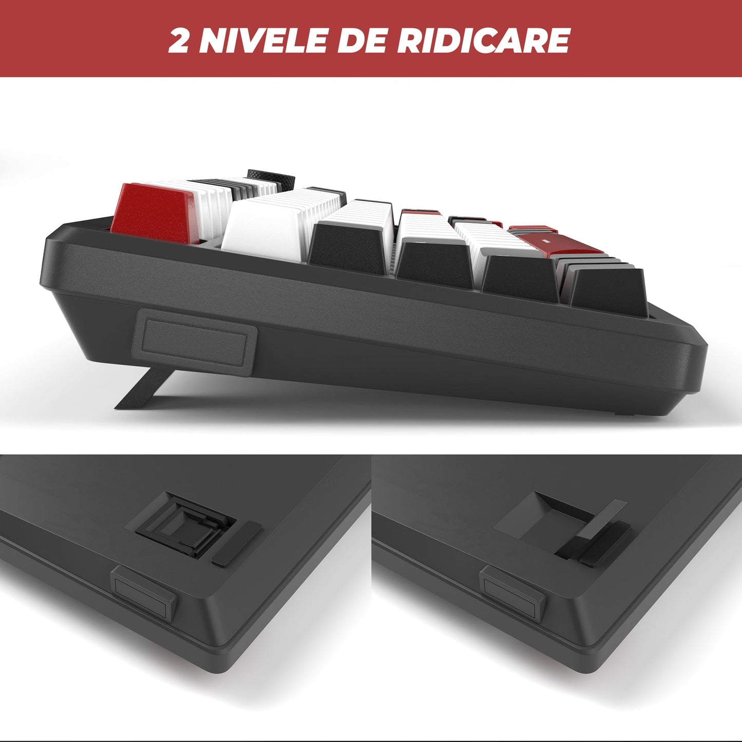 Tastatura Mecanica Gaming Timebox, Red Switch, 75%, Lumini LED, 83 taste, Negru
