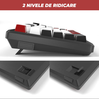 Tastatura Mecanica Gaming Timebox, Red Switch, 75%, Lumini LED, 83 taste, Negru
