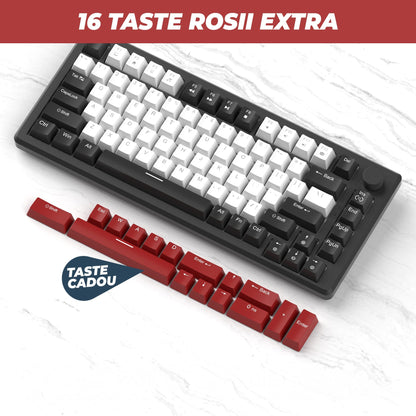 Tastatura Mecanica Gaming Timebox, Red Switch, 75%, Lumini LED, 83 taste, Negru