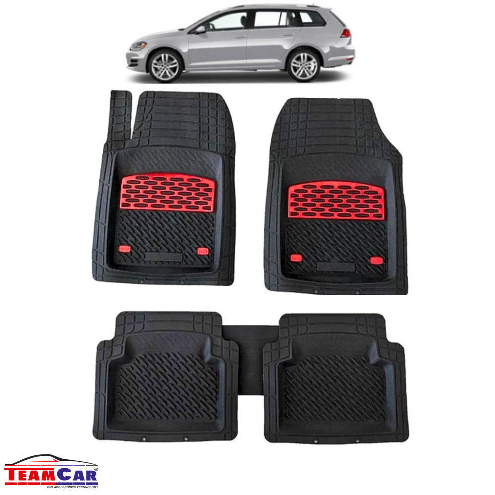 Covorase Auto TeamCar® Tip Tavita Compatibile Volkswagen Golf 7 Variant (2012–2020) Negru/Rosu