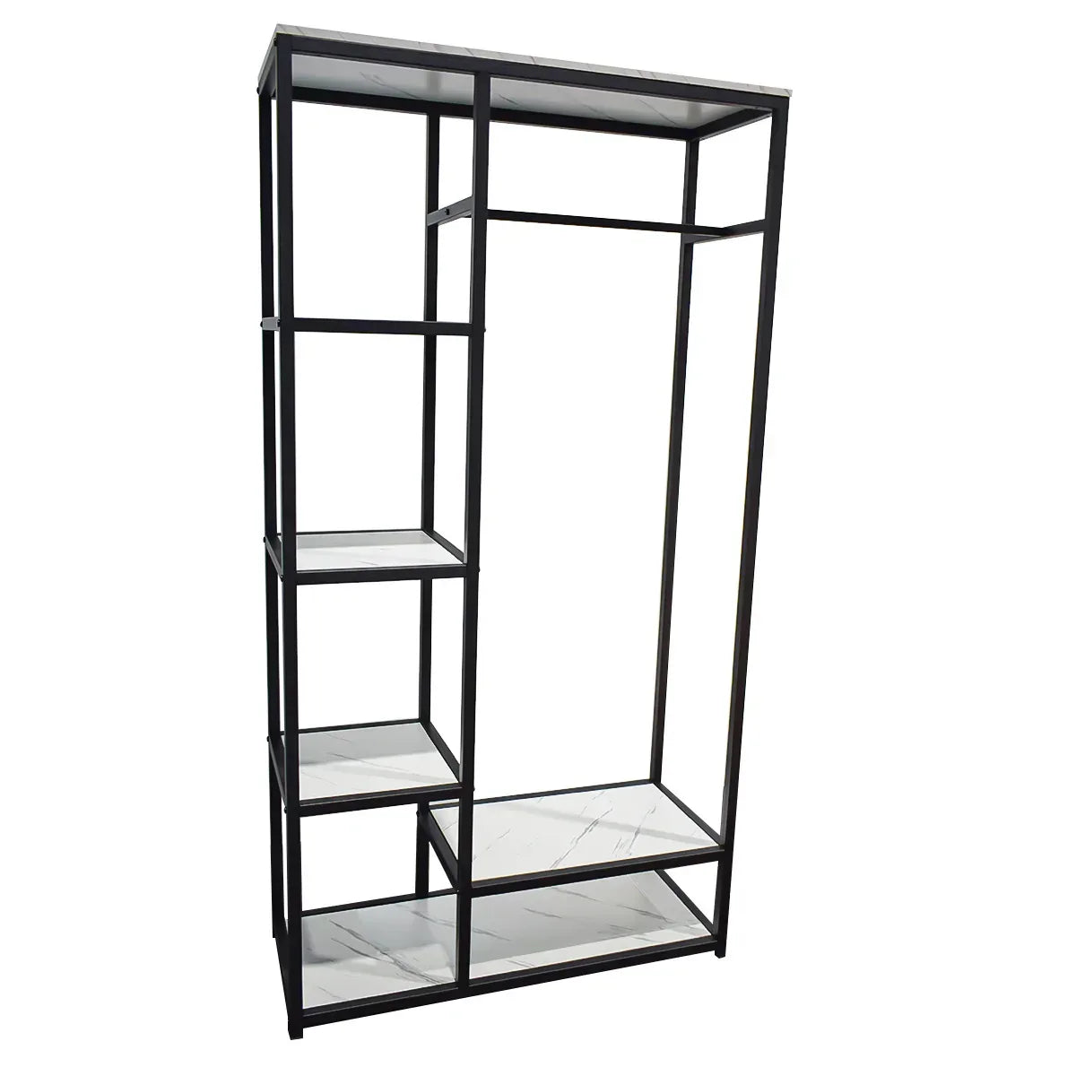 Raft metalic pentru haine, inaltime 194cm, Naimeed Y-2, Negru/Alb