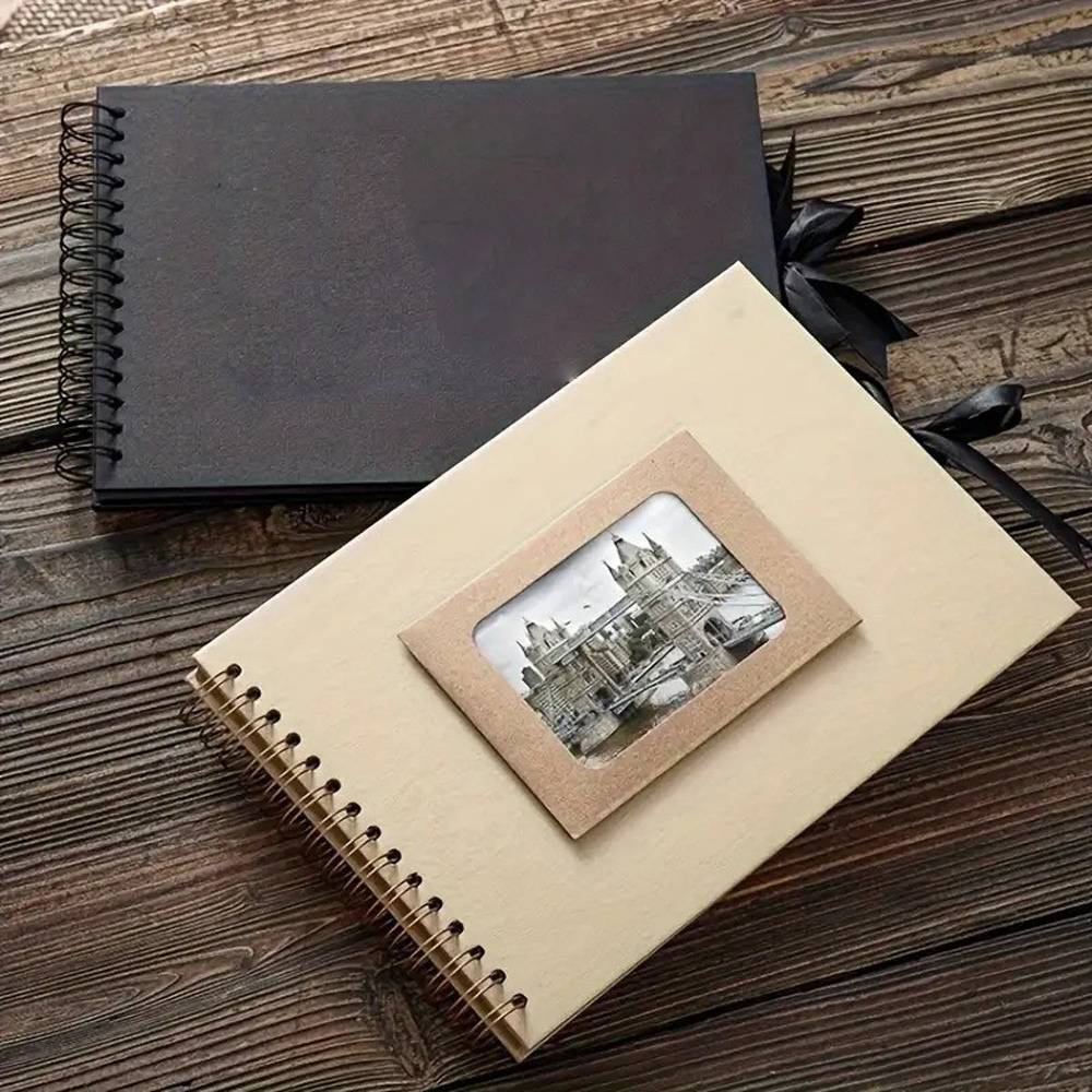 Album Foto Tip Scrapbook cu Spirală și Închidere Panglică