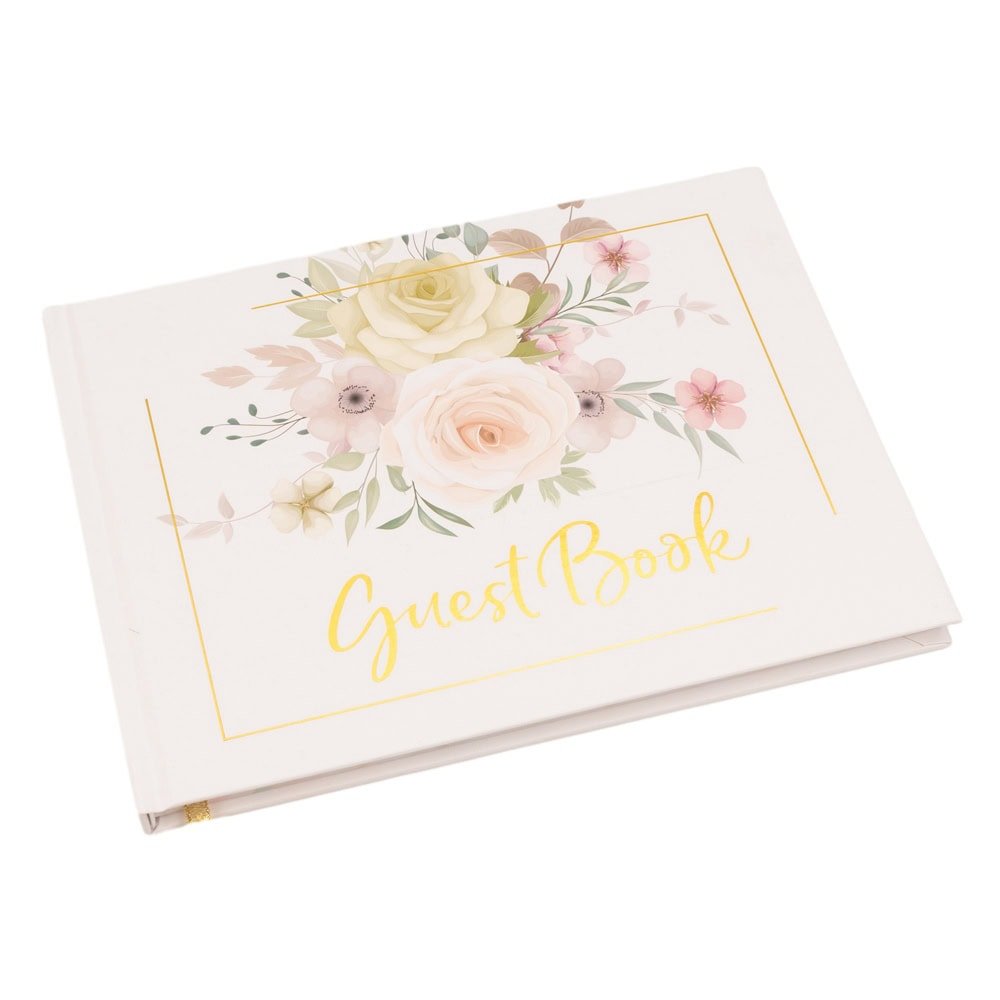 Album pentru invitați model floral - Alb