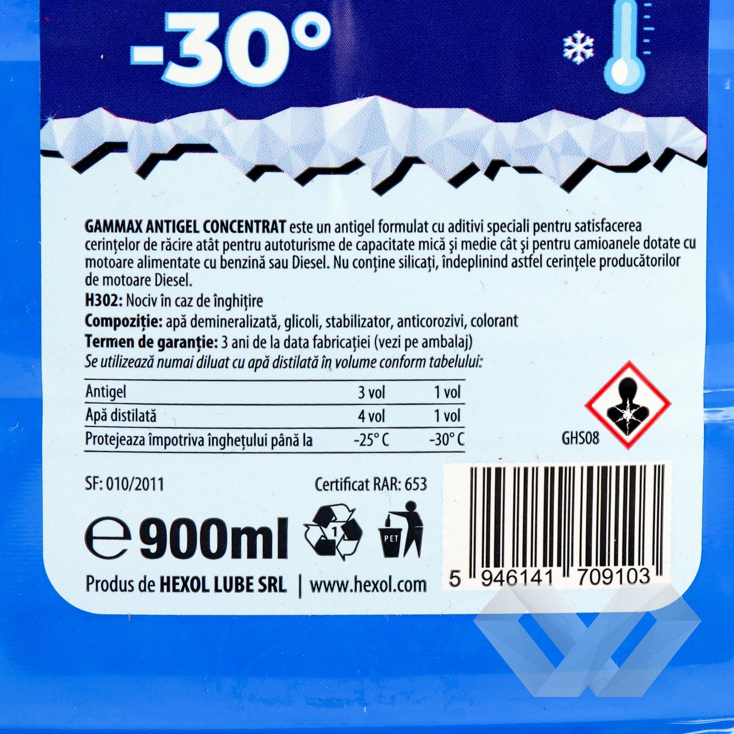Antigel albastru Gamax concentrat Hexol, -30°C, 1L