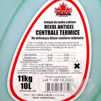 Antigel verde G11 centrale termice concentrat Hexol, -70°C, 11kg