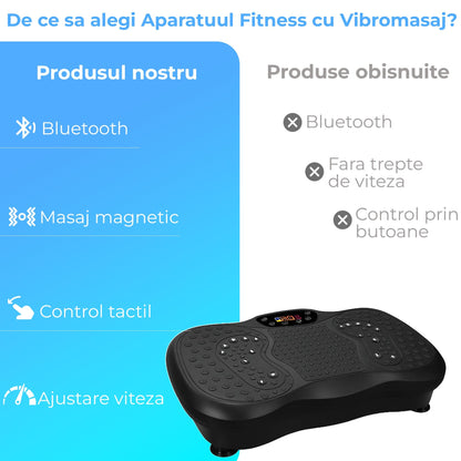 Aparat vibromasaj fitness cu masaj magnetic pentru picioare, Negru
