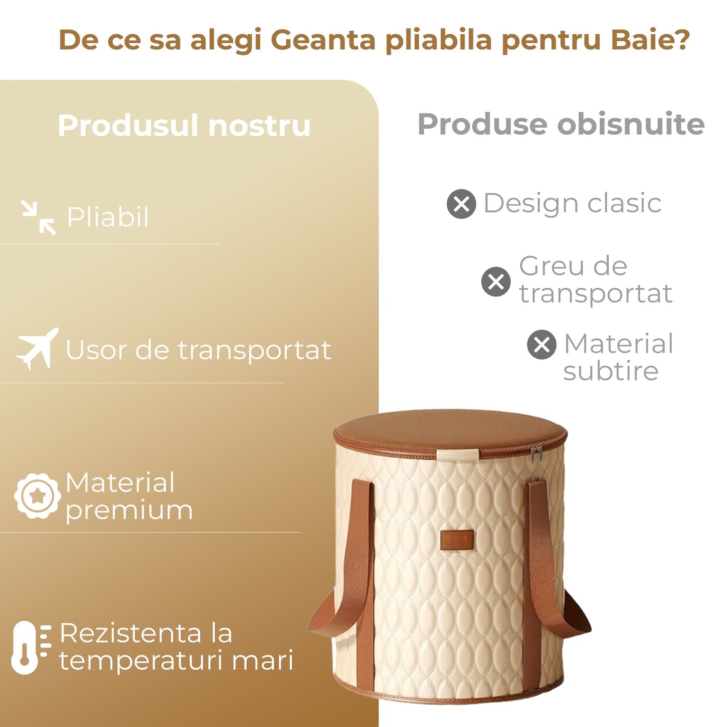Cada pliabila pentru picioare SPA, Pliabila si portabila, Bej