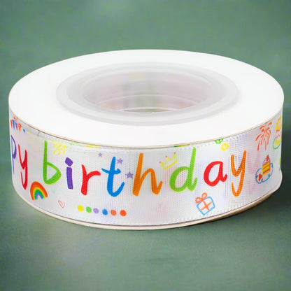 Bandă textilă cu mesaj happy birthday